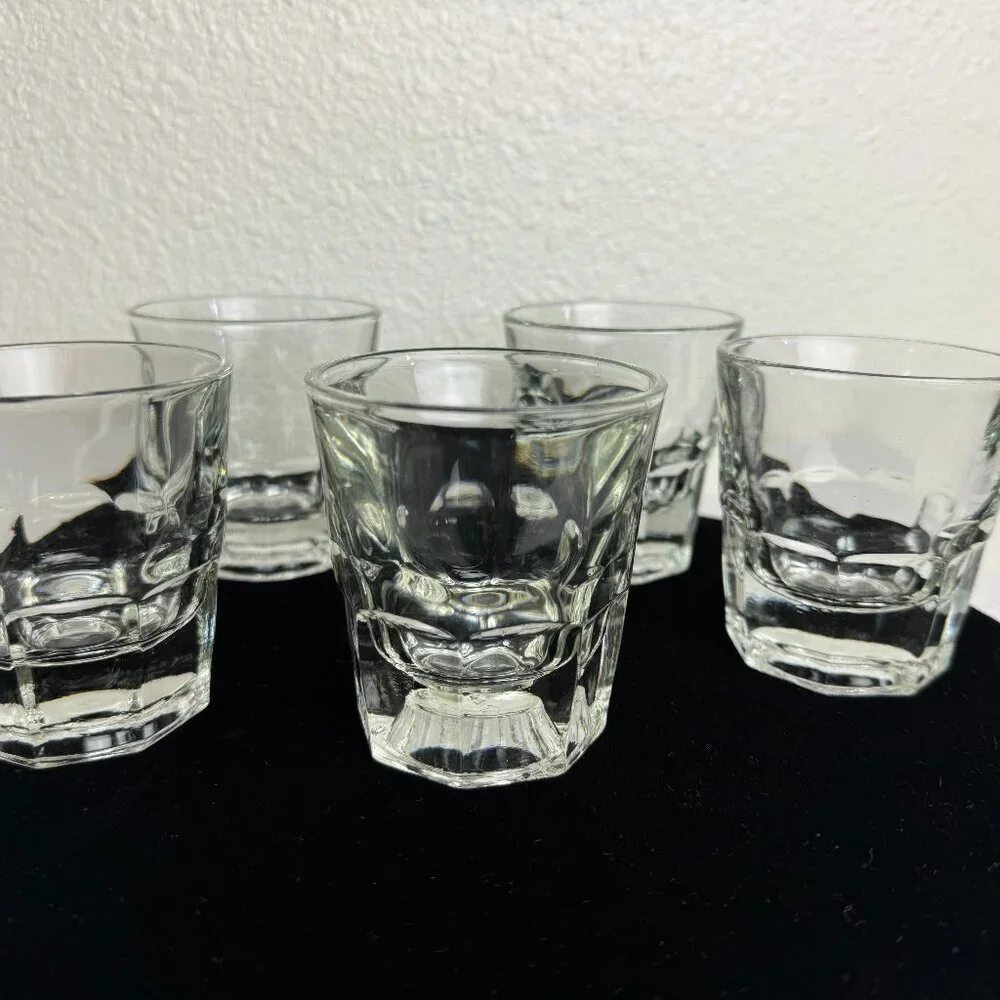 Vintage Libbey Old Fashioned Set of 5  Shot Glasses 4.6 oz Whiskey Glass